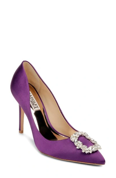 Shop Badgley Mischka Cher Crystal Embellished Pump In Purple Satin