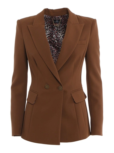 Shop Elisabetta Franchi Double Crêpe Suit In Brown