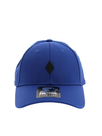 Shop Marcelo Burlon County Of Milan Black Logo Embroidery Hat In Blue