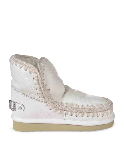 Shop Mou Eskimo 18 Ankle Boots With Rhinestones In White
