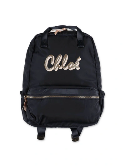 Shop Chloé Logo Backpack In Blue