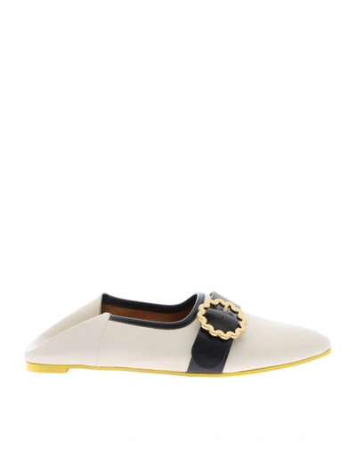 Shop See By Chloé Leather Ballerinas With Buckle In White