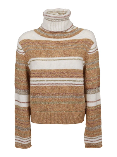 Shop See By Chloé Striped Sweater In Camel
