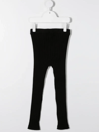 Shop Balmain Ribbed Logo Leggings In Black