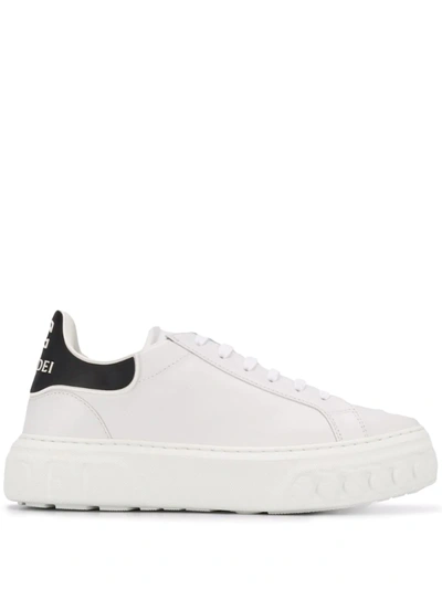 Shop Casadei Contrasting Heel Sneakers In White