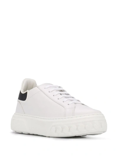 Shop Casadei Contrasting Heel Sneakers In White