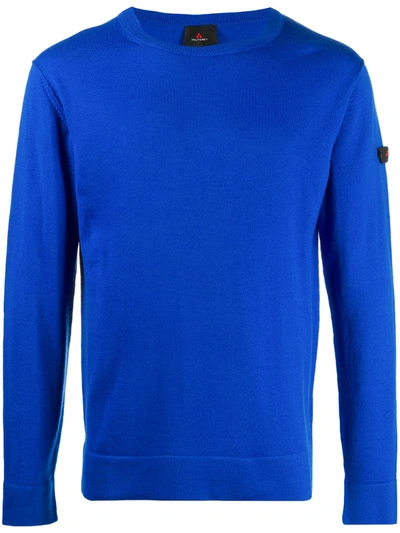Shop Peuterey Plain Wool Jumper In Blue
