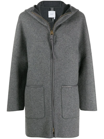 Shop Agnona Oversized Hooded Jacket In Grey