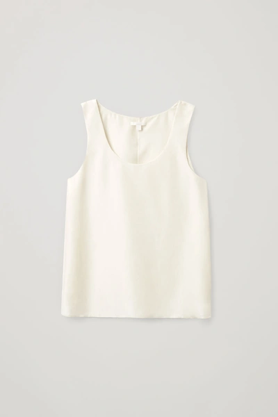Shop Cos Sheer Panel Silk Vest Top In Beige