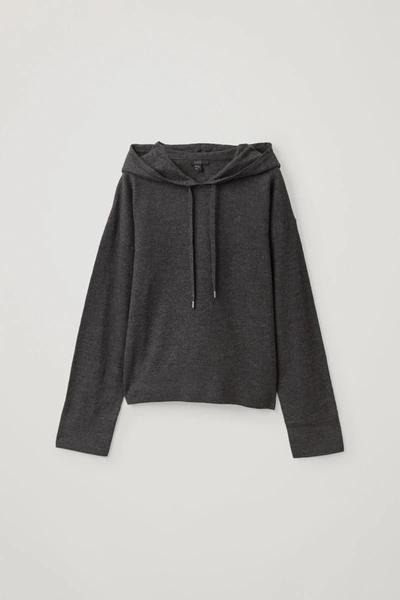 Shop Cos Boiled-wool Hooded Jumper In Grey