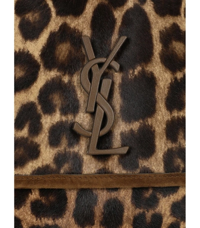 Shop Saint Laurent Medium Leopard Niki Shoulder Bag In Brown