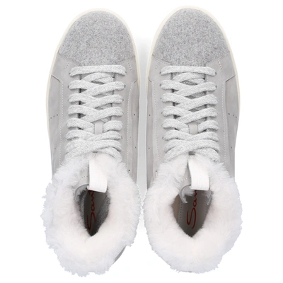 Shop Santoni High-top Sneakers 60726 Nubuck Fur Upper Grey