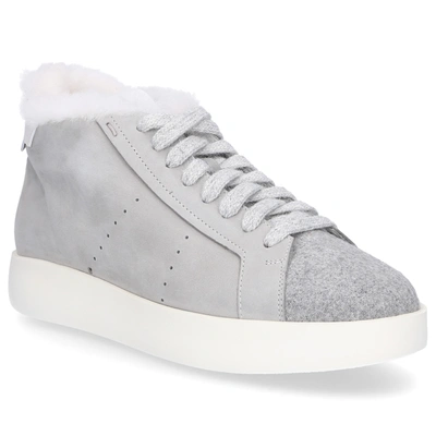 Shop Santoni High-top Sneakers 60726 Nubuck Fur Upper Grey