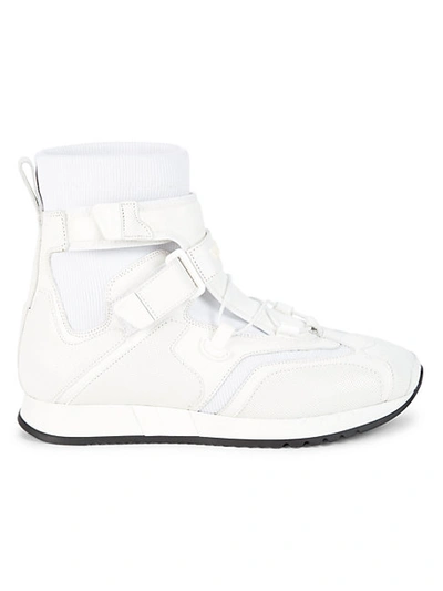 Shop Versace Grip-tape Sock High-top Sneakers In Bianco