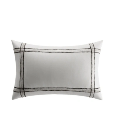 Shop Vera Wang Closeout!  Charcoal Vines Mohair Plaid Breakfast Pillow In White