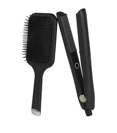 Shop Ghd Gold Hair Straightener And Paddle Brush Gift Set In White