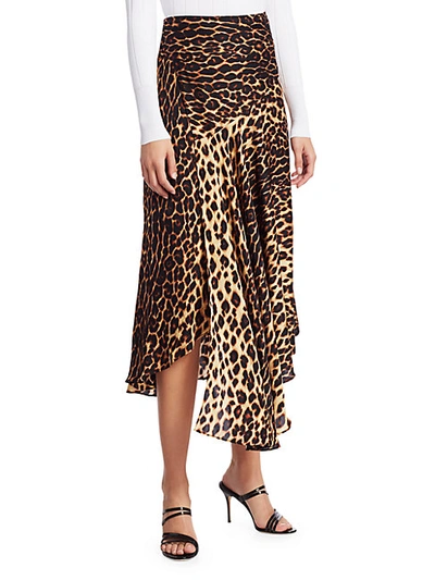 Shop A.l.c Lev Leopard Print Asymmetrical Midi Skirt In Brown Multi