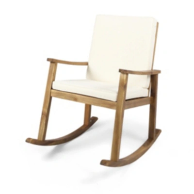 Shop Noble House Candel Outdoor Rocking Chair In Ivory