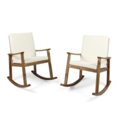 Shop Noble House Candel Outdoor Rocking Chair, Set Of 2 In Cream