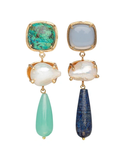 Shop Christie Nicolaides Gabriela Earrings Turquoise & Blue In Green