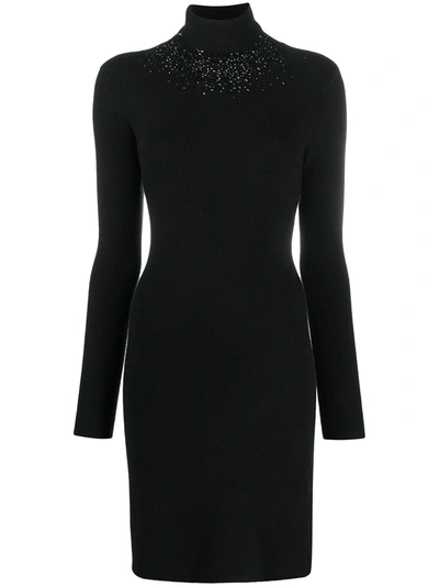 Shop Steffen Schraut Rhinestone-embellished Knitted Dress In Black