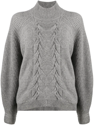 Shop Steffen Schraut Cable-knit Mock-neck Jumper In Grey