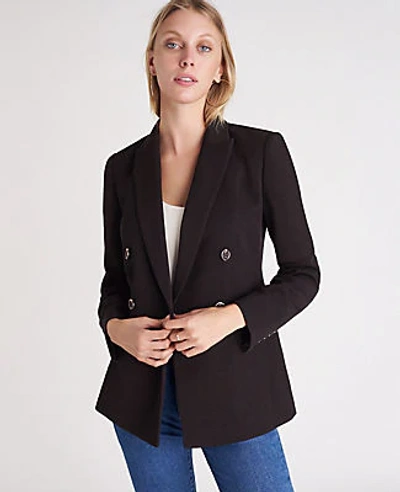 Shop Ann Taylor Petite Long Double Breasted Blazer In Black