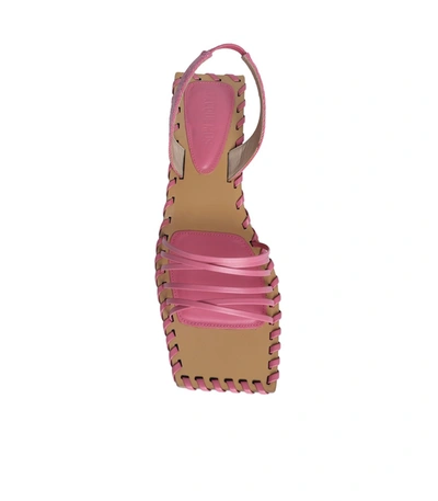 Shop Jacquemus Pink Leather Les Sandales Valerie