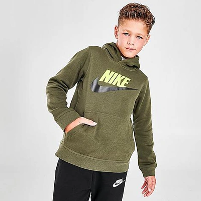 Shop Nike Kids' Sportswear Hbr Club Fleece Hoodie In Cargo Khaki