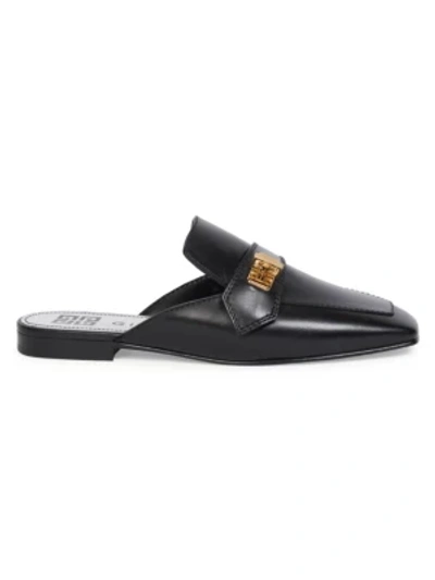 Shop Givenchy Eden Square-toe Leather Loafer Mules In Black