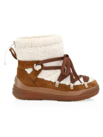 Shop Moncler Insolux Faux Shearling-trimmed Suede Boots In Camel