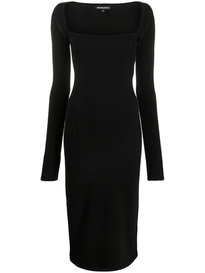 Shop Ann Demeulemeester Fitted Long-sleeved Midi Dress In Black