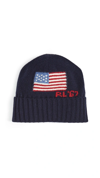 Shop Polo Ralph Lauren Merino Flag Hat In Navy