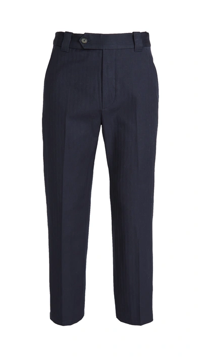 Shop Kenzo Cropped Pants In Navy Blue