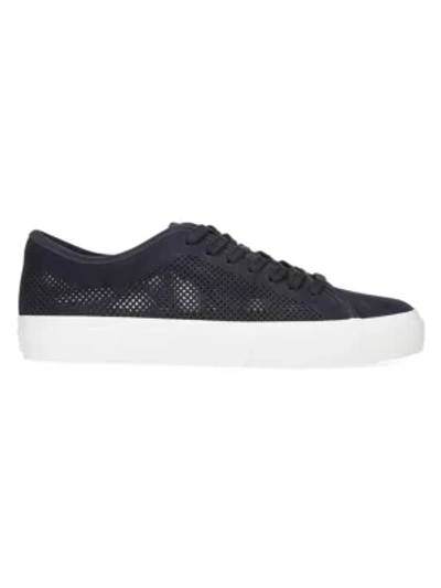 Shop Vince Men's Farrell-5 Perforated Suede Sneakers In Coastal Blue