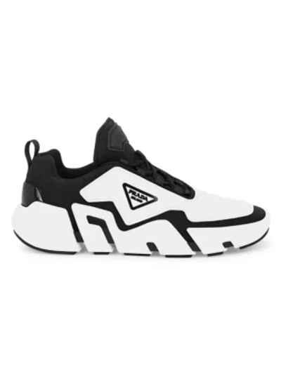 Shop Prada The Techno Stretch Sneakers In Black White