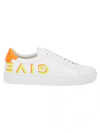 Shop Givenchy Men's Urban Street Letters Leather Low Top Sneakers In White