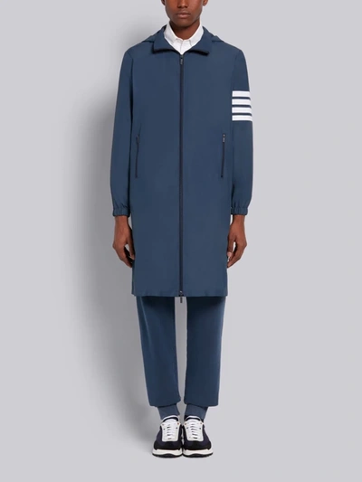 Shop Thom Browne Navy Flyweight Tech Hidden Hood Zip-up 4-bar Parka In Blue