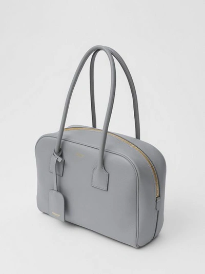 Shop Burberry Medium Leather Half Cube Bag In Cloud Grey