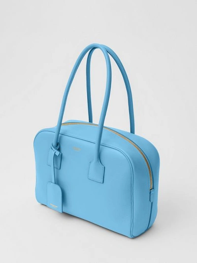 Shop Burberry Medium Leather Half Cube Bag In Blue Topaz