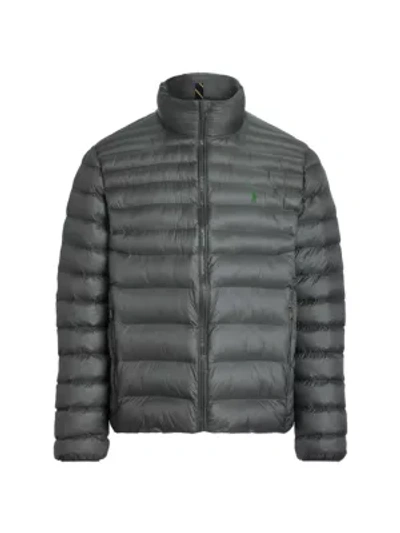 Shop Polo Ralph Lauren Packable Rain-repellent Puffer Jacket In Charcoal