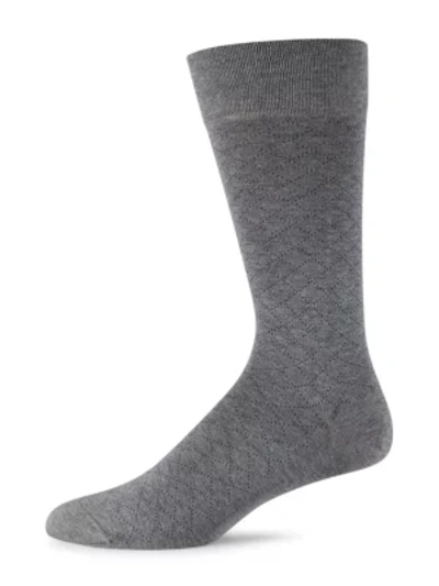 Shop Marcoliani Men's Micro Argyle Cotton Socks In Silver Grey