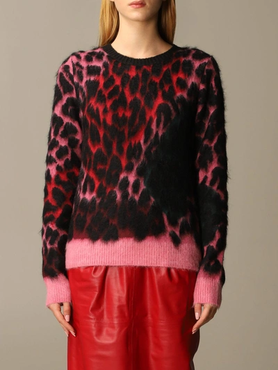 Shop N°21 N° 21 Sweater Mixed Animalier Mohair Crewneck In Pink