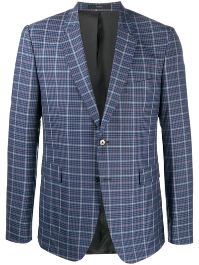 Shop Paul Smith Checked Tailored Blazer In Blue