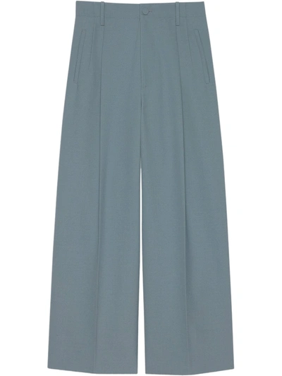 Shop Gucci Wide-leg Cropped Trousers In Blue