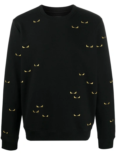 Shop Fendi All-over Bag Bugs Sweatshirt In Black