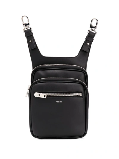 Shop Amiri Zip-up Leather Belt Bag In Black