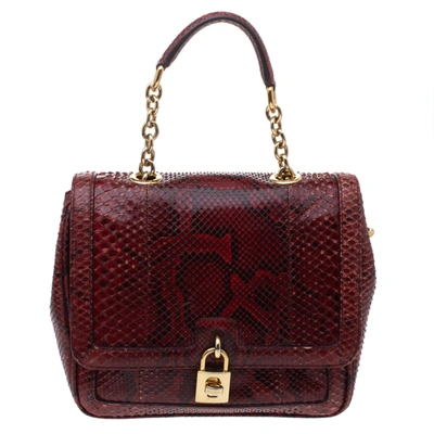 Pre-owned Dolce & Gabbana Red Python Padlock Top Handle Bag