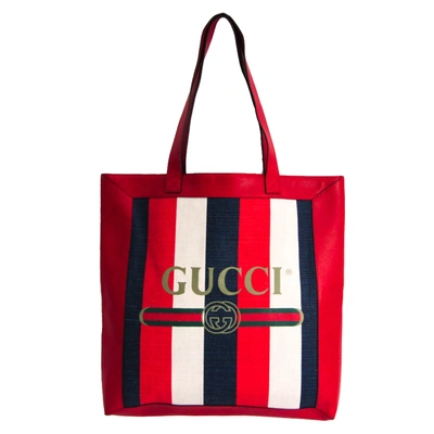 Pre-owned Gucci Tricolor Leather Striped Logo Print Bag In Multicolor
