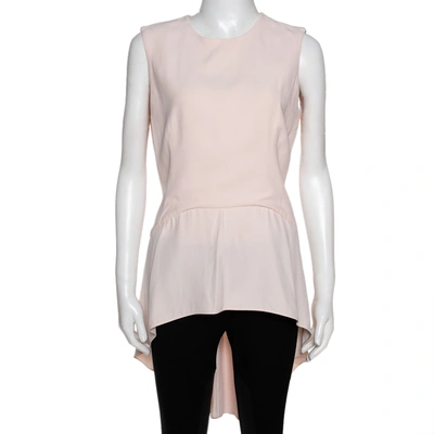 Pre-owned Alexander Mcqueen Pale Pink Crepe Asymmetrical Hem Tunic Top M